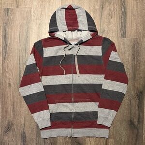Trinity Gray and Red Striped Hoodie